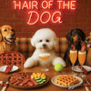 Hair of the Dog Bichon Frise 003 Ruff & Ready Funny Canine Art neon lights, bacon-woven flair, and egg murals