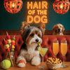 Hair of the Dog Biewer Terrier 003 Ruff & Ready Funny Canine Art neon lights, bacon-woven flair, and egg murals