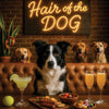 Hair of the Dog Border Collie 008 Ruff & Ready Funny Canine Art neon lights, bacon-woven flair, and egg murals