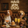 Hair of the Dog Brittany Spaniel 007 Ruff & Ready Funny Canine Art neon lights, bacon-woven flair, and egg murals