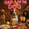 Hair of the Dog Brittany Spaniel 009 Ruff & Ready Funny Canine Art neon lights, bacon-woven flair, and egg murals