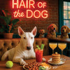 Hair of the Dog Bull Terrier 004 Ruff & Ready Funny Canine Art neon lights, bacon-woven flair, and egg murals