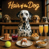 Hair of the Dog Dalmatian 001 Ruff & Ready Funny Canine Art neon lights, bacon-woven flair, and egg murals