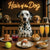 Hair of the Dog Dalmatian 001 Ruff & Ready Funny Canine Art neon lights, bacon-woven flair, and egg murals