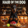 Hair of the Dog Doberman Pinscher 003 Ruff & Ready Funny Canine Art neon lights, bacon-woven flair, and egg murals