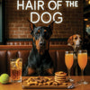 Hair of the Dog Doberman Pinscher 008 Ruff & Ready Funny Canine Art neon lights, bacon-woven flair, and egg murals