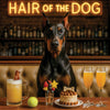Hair of the Dog Doberman Pinscher 010 Ruff & Ready Funny Canine Art neon lights, bacon-woven flair, and egg murals
