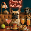 Hair of the Dog French Bulldog 001 Ruff & Ready Funny Canine Art neon lights, bacon-woven flair, and egg murals
