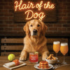 Hair of the Dog Golden Retriever 002 Ruff & Ready Funny Canine Art neon lights, bacon-woven flair, and egg murals