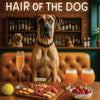 Hair of the Dog Great Dane 012 Ruff & Ready Funny Canine Art neon lights, bacon-woven flair, and egg murals