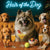 Hair of the Dog Keeshond 006 Ruff & Ready Funny Canine Art neon lights, bacon-woven flair, and egg murals