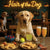 Hair of the Dog Labrador Retriever 001 Ruff & Ready Funny Canine Art neon lights, bacon-woven flair, and egg murals
