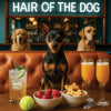 Hair of the Dog Miniature Pinscher 002 Ruff & Ready Funny Canine Art neon lights, bacon-woven flair, and egg murals