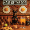 Hair of the Dog Miniature Pinscher 003 Ruff & Ready Funny Canine Art neon lights, bacon-woven flair, and egg murals