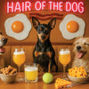 Hair of the Dog Miniature Pinscher 012 Ruff & Ready Funny Canine Art neon lights, bacon-woven flair, and egg murals