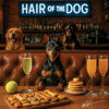 Hair of the Dog Miniature Pinscher 013 Ruff & Ready Funny Canine Art neon lights, bacon-woven flair, and egg murals