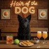 Hair of the Dog Mudi 001 Ruff & Ready Funny Canine Art neon lights, bacon-woven flair, and egg murals