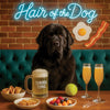 Hair of the Dog Newfoundland 011 Ruff & Ready Funny Canine Art neon lights, bacon-woven flair, and egg murals
