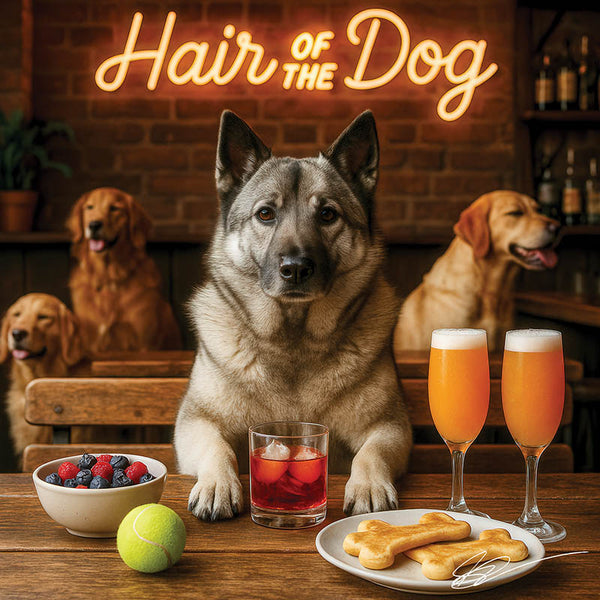 Sunrise Snout shines with Norwegian Elkhound 003 under neon lights, bacon-woven flair, and egg murals. Ruff, ready, ridiculously fun dog art on metal!