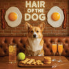 Hair of the Dog Pembroke Welsh Corgi 018 Ruff & Ready Funny Canine Art neon lights, bacon-woven flair, and egg murals