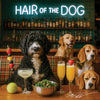 Hair of the Dog Portuguese Water Dog 010 Ruff & Ready Funny Canine Art neon lights, bacon-woven flair, and egg murals
