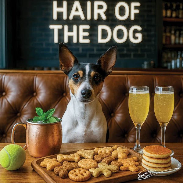 Hair of the Dog Rat Terrier 006 Ruff & Ready Funny Canine Art neon lights, bacon-woven flair, and egg murals