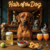 Hair of the Dog Rhodesian Ridgeback 010 Ruff & Ready Funny Canine Art neon lights, bacon-woven flair, and egg murals