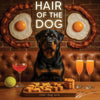 Hair of the Dog Rottweiler 004 Ruff & Ready Funny Canine Art neon lights, bacon-woven flair, and egg murals