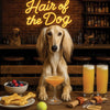 Hair of the Dog Saluki 002 Ruff & Ready Funny Canine Art neon lights, bacon-woven flair, and egg murals