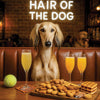 Hair of the Dog Saluki 005 Ruff & Ready Funny Canine Art neon lights, bacon-woven flair, and egg murals