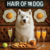 Hair of the Dog Samoyed 004 Ruff & Ready Funny Canine Art neon lights, bacon-woven flair, and egg murals