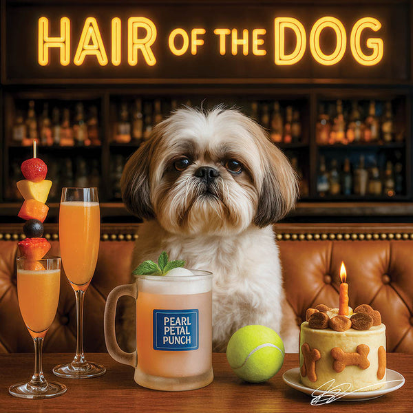 Hair of the Dog Shih Tzu 008 Ruff & Ready Funny Canine Art neon lights, bacon-woven flair, and egg murals