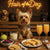 Hair of the Dog Silky Terrier 003 Ruff & Ready Funny Canine Art neon lights, bacon-woven flair, and egg murals