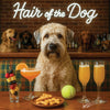 Hair of the Dog Soft Coated Wheaten Terrier 001 Ruff & Ready Funny Canine Art neon lights, bacon-woven flair, and egg murals