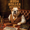 English Bulldog in luxury bar with cigars and wager ledger metal print