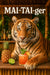 Mai-Tai-ger III tiger enjoying Mai Tai cocktail tropical tiki bar metal print artwork