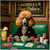 Poodle's Paw Palace metal print depicting an elegant poodle playing poker surrounded by vintage cards, chips, and a refreshing drink