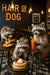 Three raccoons at a café counter with pancakes, bagels, and a Bloody Mary under a lit Hair Of The Dog sign – funny brunch-themed metal artwork