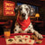 Dalmatian wearing a red polka-dot bandana at a poker table with gold chips and playful dog-themed cards, seated in a moody salon with a neon "Smoky Sniffs Salon" sign.