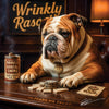 English Bulldog playing dominoes with vintage chew tin metal print