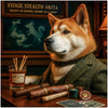 Stogie Stealth Akita Dog with Cigars Bar Lounge Scene Metal Art Print