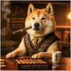 Smoky Akita Showdown Akita Dog Cigar Lounge Scene Metal Art Print