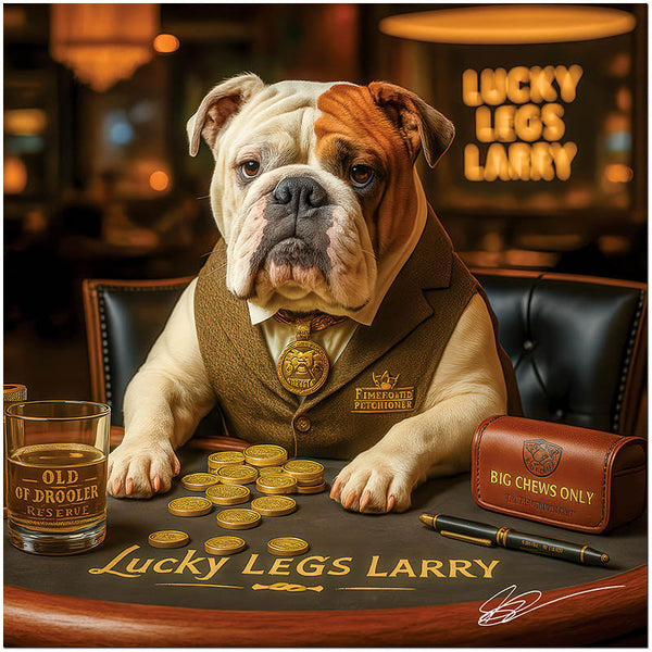 Lucky Legs Larry American Bulldog Casino Lounge Scene Metal Art Print