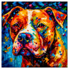 Colorful American Bulldog portrait in modern art style, perfect for home decor.