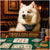 Frosty Full House American Eskimo dog at poker table with cards and chips in luxurious bar scene on Metal Print