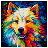 Colorful American Eskimo portrait in modern art style, perfect for home decor.