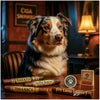 Cigar Shepherd Australian Shepherd Dog Enjoying Luxury Cigars in Elegant Lounge