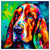 Colorful Basset Hound portrait in modern art style, perfect for home decor.