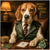 Beagle Big Spender Dog in Leather Vest Playing Poker with Casino Chips