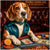 Double Down Dog Beagle Playing Poker at Stylish Casino Lounge